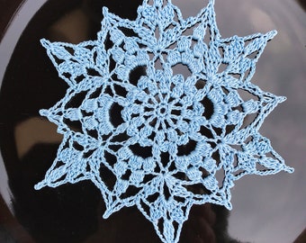 Large crochet snowflakes set of 2 Blue and white Christmas ornaments Crochet snowflake doily