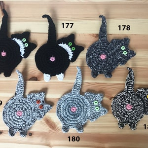 Cat Butt Coasters, Cat lovers coasters, Crochet cat drink coaster, Choice of color