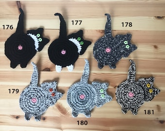 Posavasos con forma de trasero de gato, posavasos para amantes de los gatos, posavasos de gato de crochet, elección de color