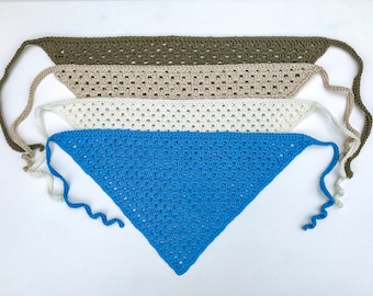 Crochet bandana headscarf Crochet cottagecore headband Crochet boho bandana for women