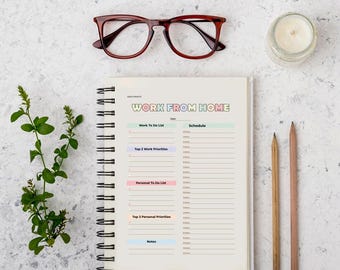 Work From Home Planner | Printable PDF | Remote Work Productivity Organiser