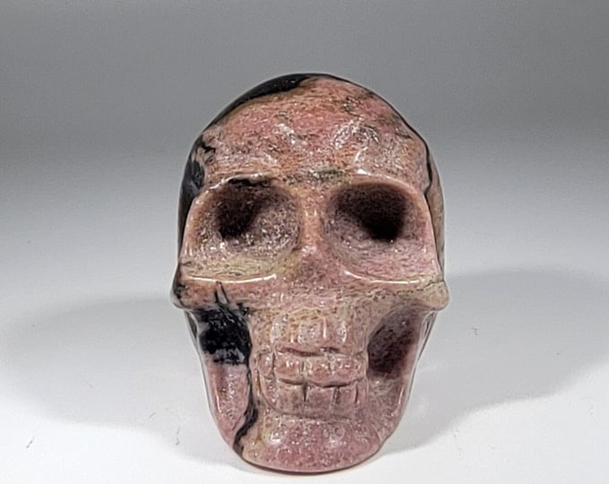 Rhodonite Skull Carving