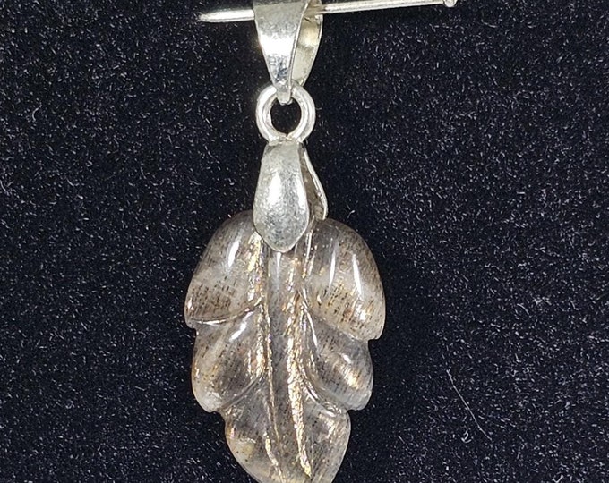 Sunstone and Moonstone Leaf  Pendant