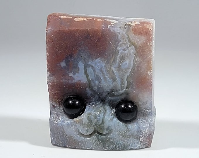 Red Moss Agate Pet Rock Carving