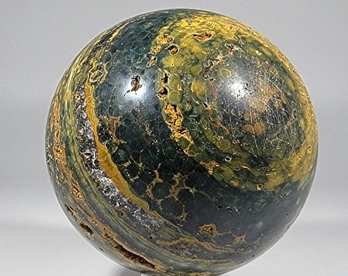 Beautiful 2.2" Druzy Ocean Jasper Sphere