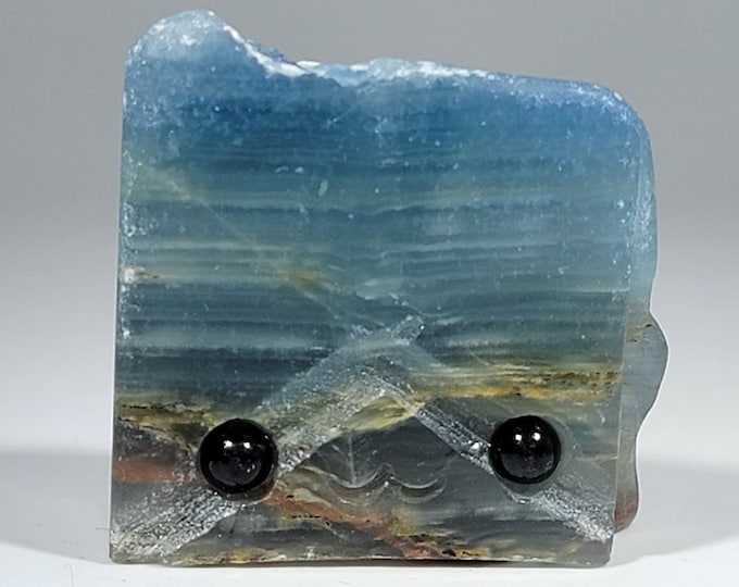 Blue Onyx Pet Rock Carving