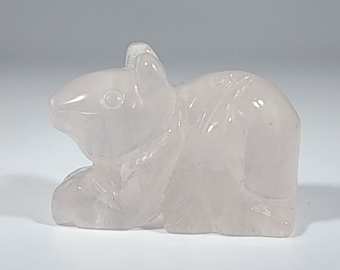 Rose Quartz Mouse Carving