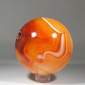 Beautifully Banded Druzy Carnelian Sphere