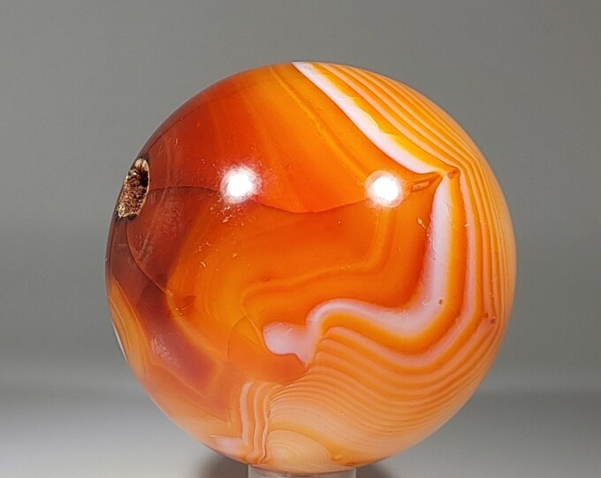 Beautifully Banded Druzy Carnelian Sphere