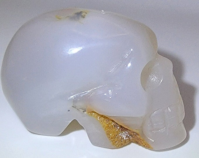 Druzy Agate Skull Carving