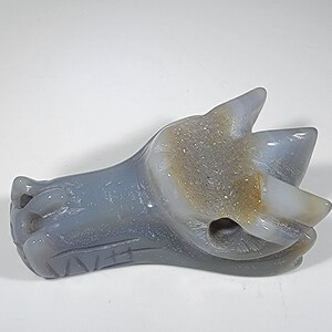 Druzy Agate Dragon Head Carving