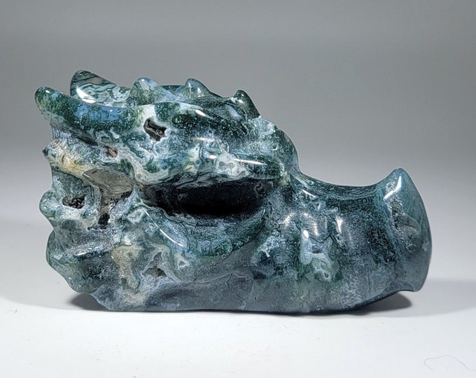 2.7" Moss Agate Dragon Head