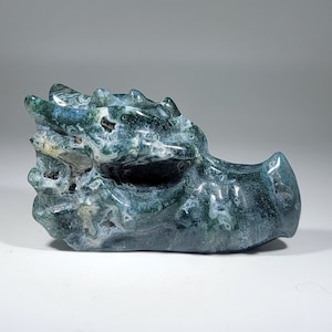 2.7&quot; Moss Agate Dragon Head
