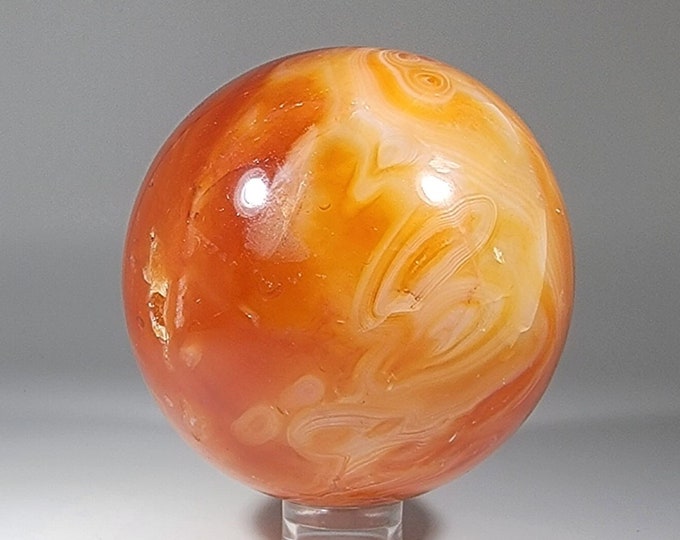 Beautiful Banded Carnelian Sphere With Druzy