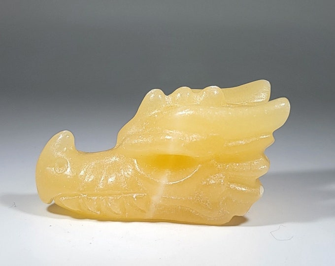 2.4" Orange Calcite Dragon Head Carving