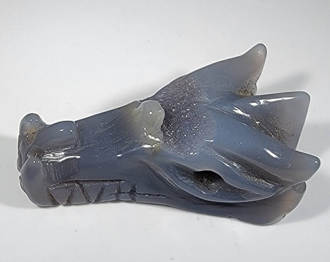 Druzy Agate Dragon Head Carving