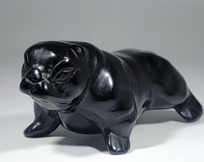 Obsidian Bulldog Carving