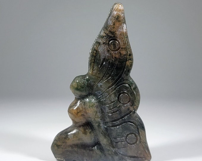 Moss Agate Fairy Carving