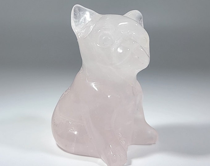 Rose Quartz French Bulldog Carving
