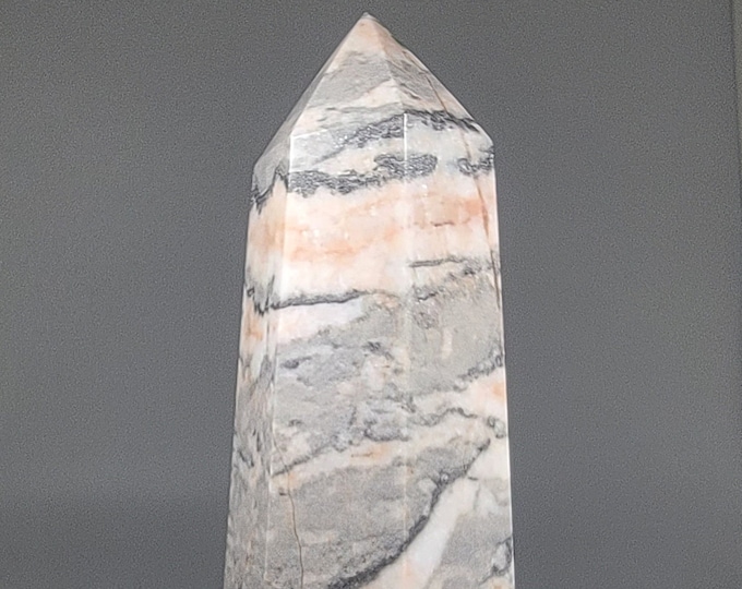 4.6" Natural Pink Zebra Jasper Tower