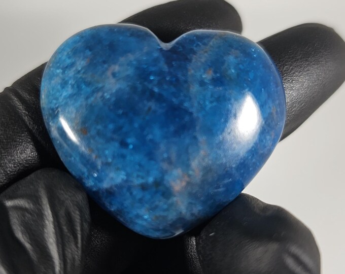 Small Blue Apatite Heart Palm Stone