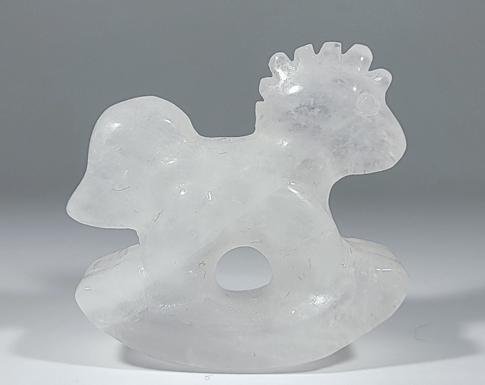1.8" Clear Quartz Rocking Horse Carving