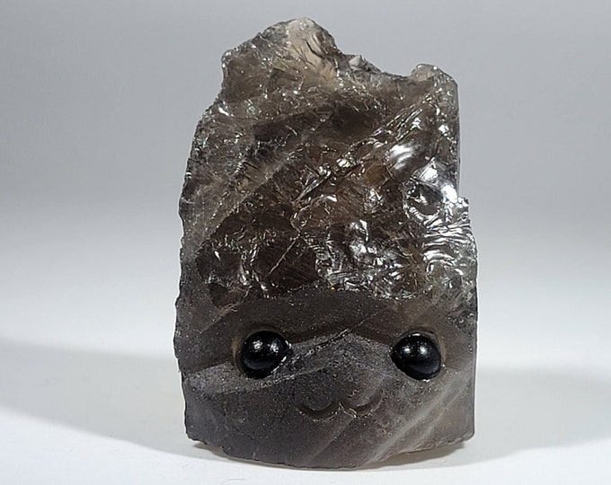 Smoky Quartz Pet Rock Carving