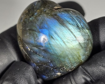Small Labradorite Heart Palm Stone