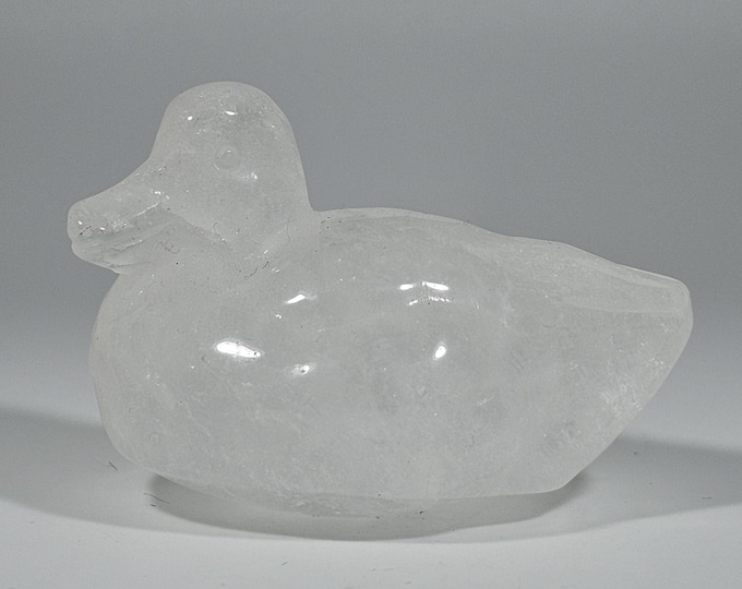 Clear Quartz Duck Carving
