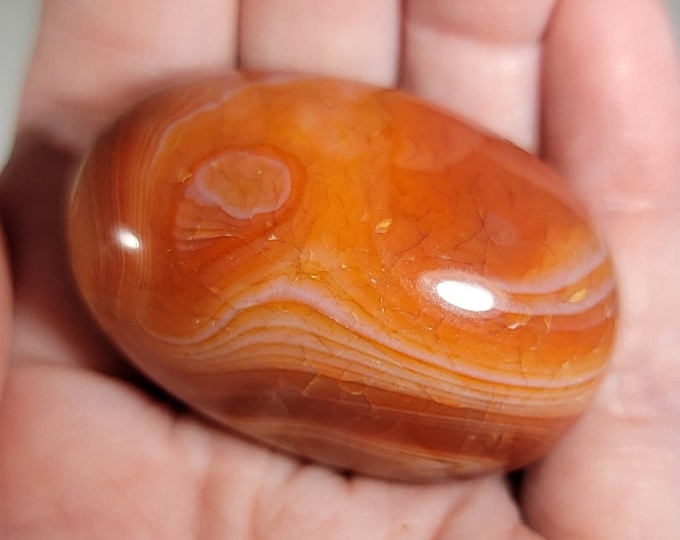 Banded Carnelian Palm Stone