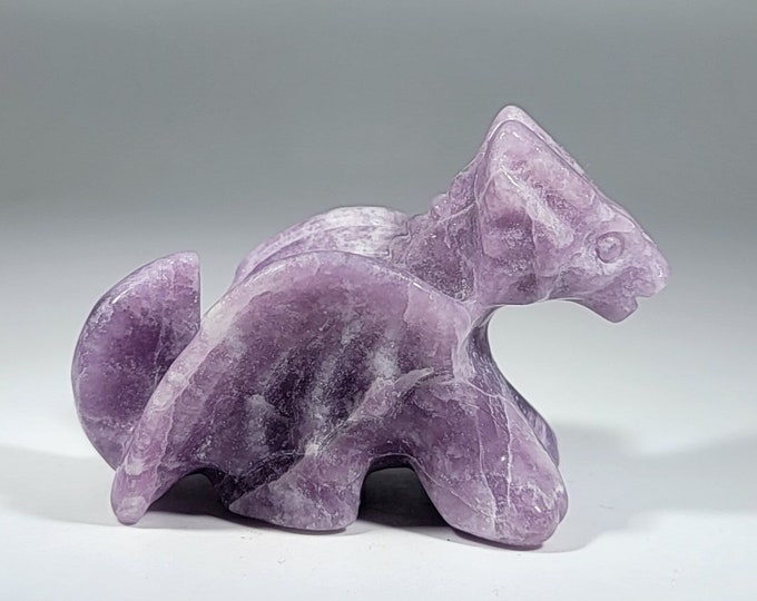 2.2" Lepidolite Flying Dragon Carving