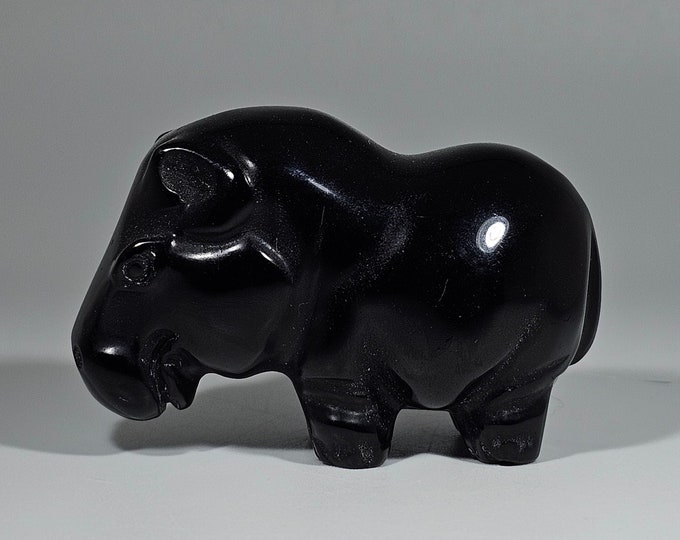 2.2" Long Obsidian Hippo Carving