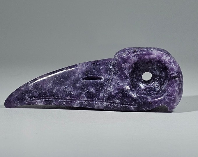 Lepidolite Crow Skull Carving 2.4" Long