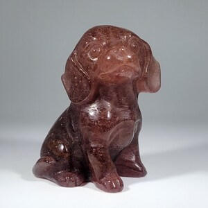 2.2&quot; Strawberry Quartz Dog Carving *Imperfect