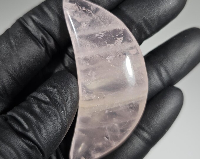 Rose Quartz Moon Palm Stone