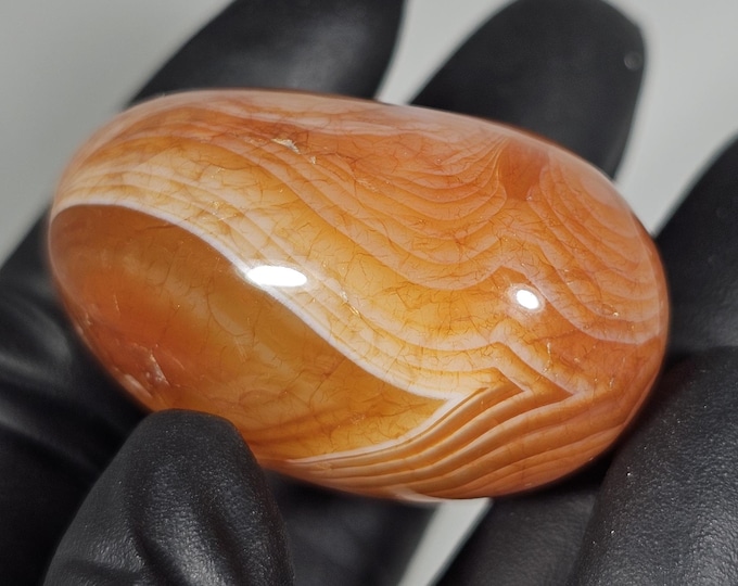 Banded Carnelian Palm Stone