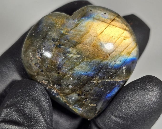 Small Labradorite Heart Palm Stone