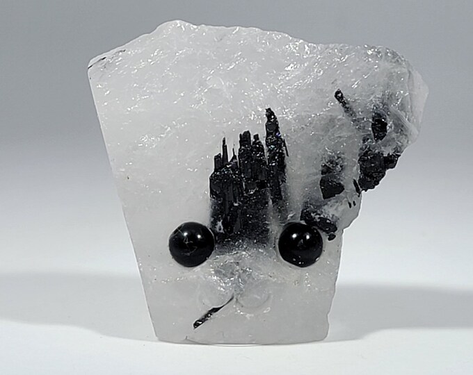 Black Tourmaline Tourmalinated Quartz Pet Rock Carving