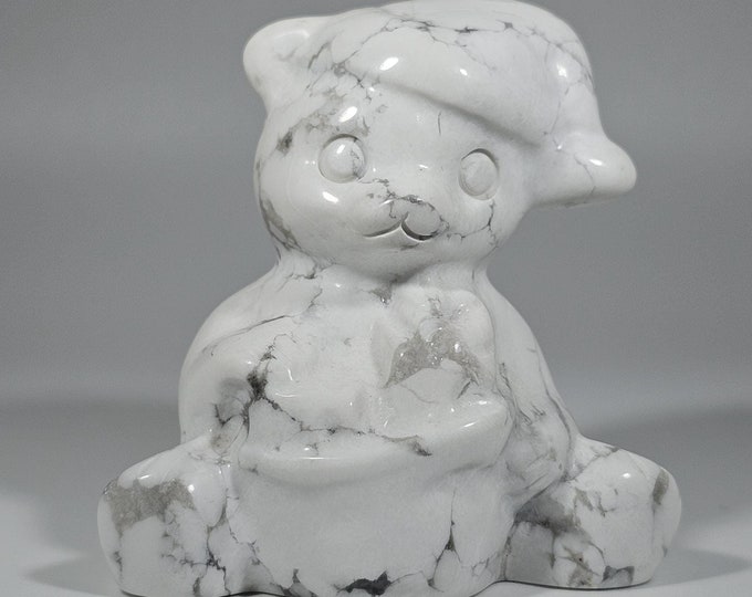 Howlite Bear Carving 2.2" Tall