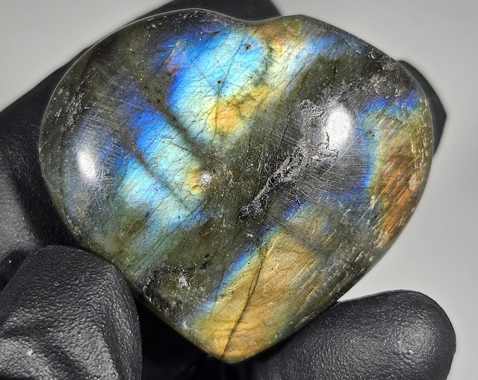Small Labradorite Heart Palm Stone