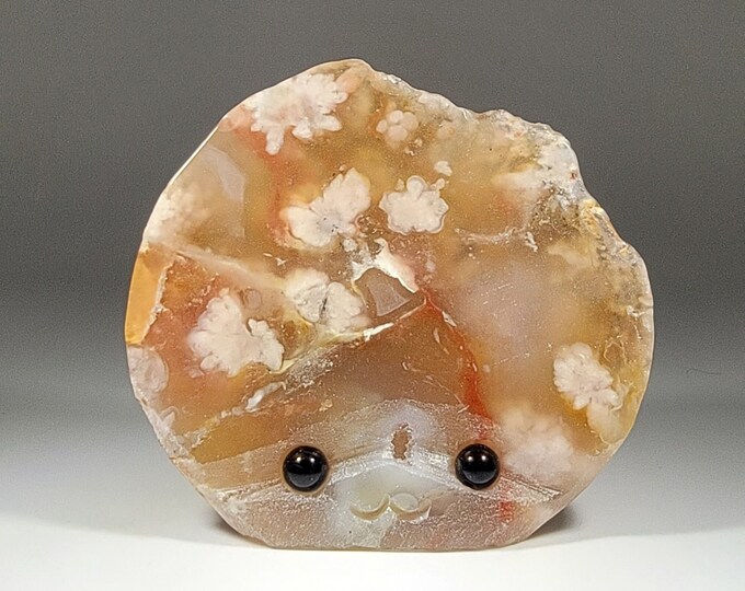 Flower Agate Pet Rock Carving