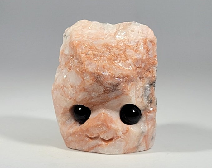 Pink Zebra Jasper Pet Rock Carving