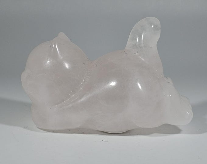 Rose Quartz Cat Carving