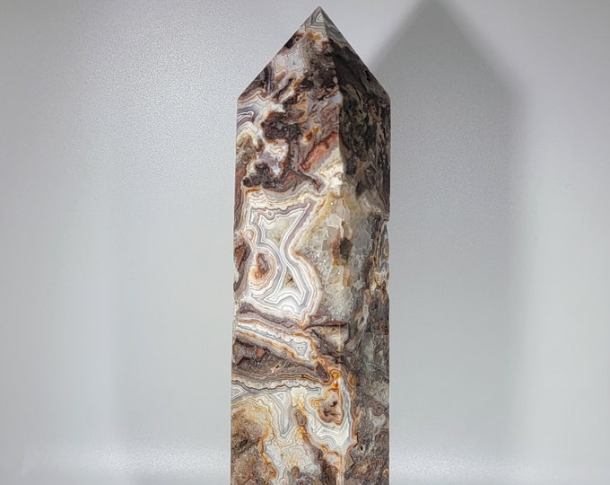 8" Druzy Mexican Crazy Lace Agate Tower