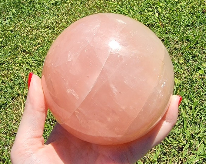 XXL 3.95" Rose Quartz Sphere Weighs Over 3 Pounds Star Flash