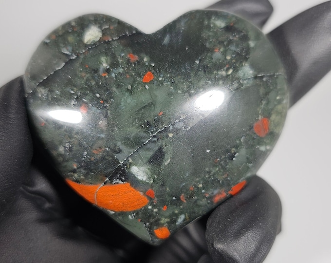African Bloodstone Heart Carving