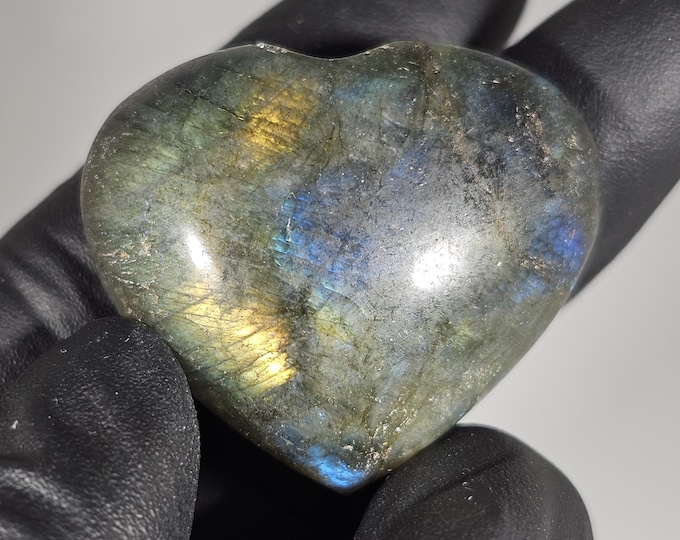 Small Labradorite Heart Palm Stone