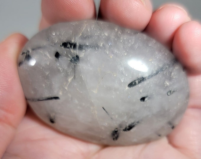 Tourmaline in Quartz Palm Stone