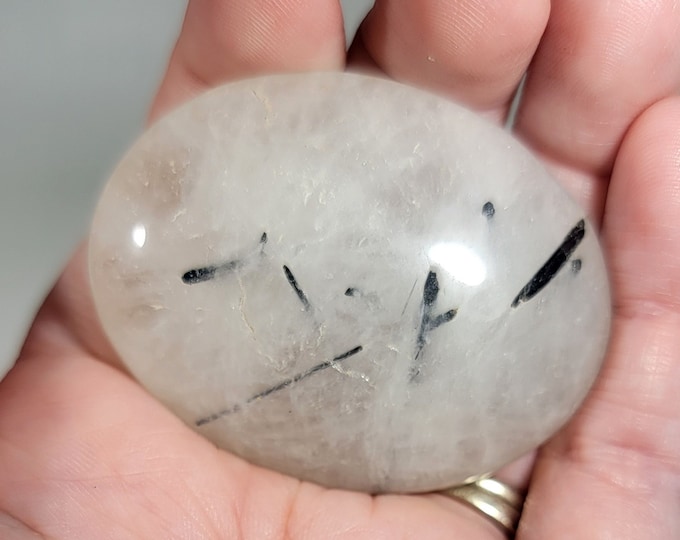 Tourmaline in Quartz Palm Stone