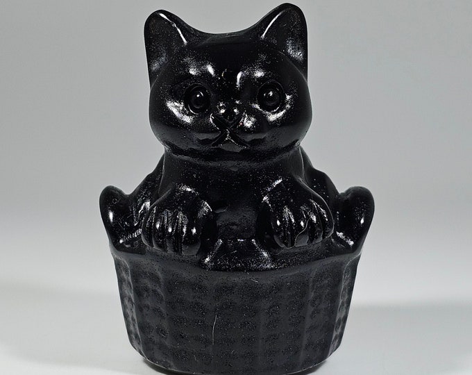 Obsidian Cat Carving 1.8" Tall